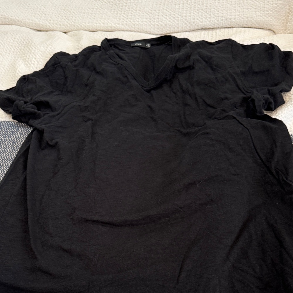 Vince Black Short Sleeve V-Neck Tee